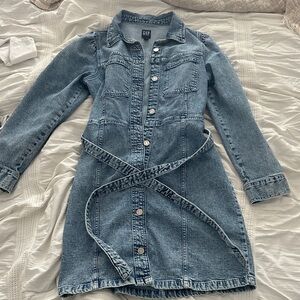GAP Blue Denim Belted Dress